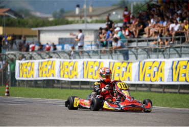 Iacovacci and maranello kart on the podium of the italian aci karting championship